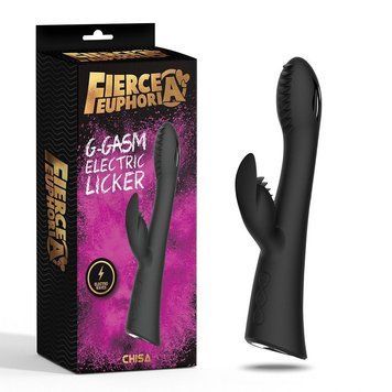 Вібратор з електростимуляцією Chisa Fierce Euphoria G-GASM та кліторальним рельєфним відростком, чорний 36912 /CN-848536912 фото