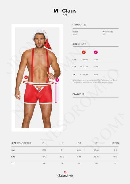 Новорічний костюм Санта-Клауса Obsessive Mr. Claus, червоно-білий, L\XL O410987 фото