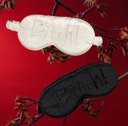 Маска на очі з написом Bitch! від UPKO, шовкова, Black U64248 фото