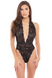 Мереживне боді з відкритою спиною Rene Rofe Plunge In Teddy, чорний, S/M 7550014BLKSM фото 1