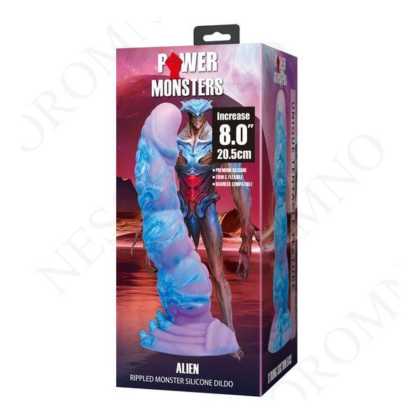 Фалоімітатор силіконовий Power Monsters Alien на присоску, фіолетовий, 20,5 см BW-008154 фото