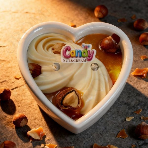 Масажна свічка з ароматом горіхового крему Candy Nut Cream у формі серця, 70 мл C384823 фото