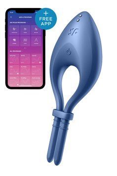 Ерекційне віброкільце з функцією керування телефоном Satisfyer Bullseye синій T360345 фото