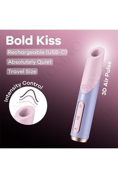 Мініатюрний вакуумний стимулятор клітора Satisfyer Bold Kiss рожево-бузковий ST4078533 фото