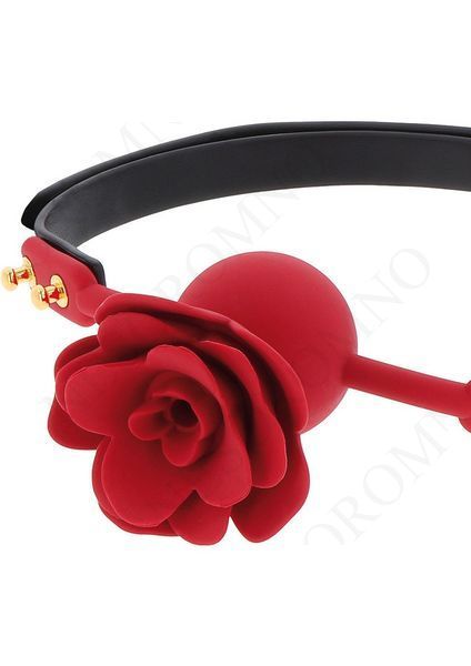 Кляп з декоративною трояндою Taboom Wild Roses Ball Gag чорний-червоний TB17444 фото
