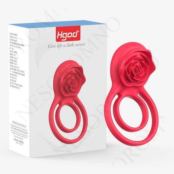 Подвійне ерекційне кільце з вібрацією "Hgod Rose" USB - Червоний X0000755 фото