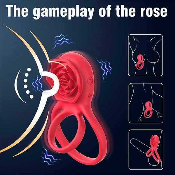 Подвійне ерекційне кільце з вібрацією "Hgod Rose" USB - Червоний X0000755 фото