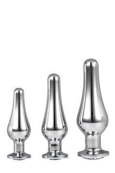 DT21874 набір анальних пробок конічної форми Dream Toys GLEAMING LOVE PLEASURE SET SILVER DT21874 фото