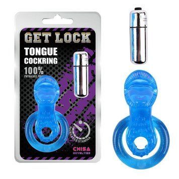 Ерекційне кільце з вібрацією та стимулятором клітора Chisa GET LOCK Cocking, синє 660022 фото