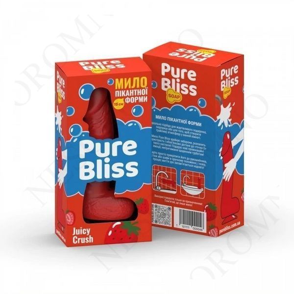 Мило у формі пеніса Pure Bliss Juicy Crush з ароматом ягід, червоне, 15 см PB414989 фото