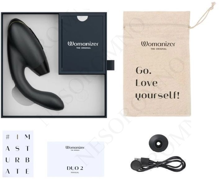 Інноваційний безконтактний вібратор-стимулятор Womanizer Duo 2 Black W44124 фото